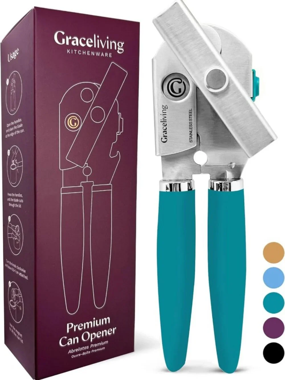 Heavy Duty Multifunctional Magnetic Can & Bottle Opener, Stainless Steel, Easy